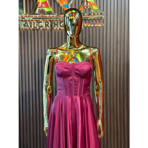 luxury two-piece red silk dress