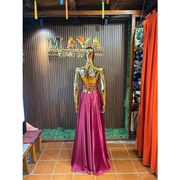 luxury two-piece red silk dress