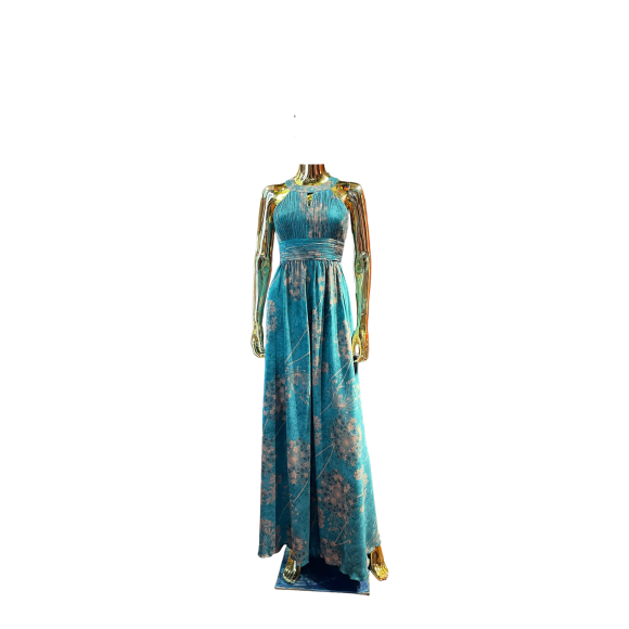 Emerald Lotus Halter Dress