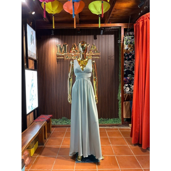 Chiffon Deep-V Empire Waist Maxi Dress